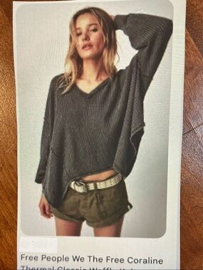 FREE PEOPLE WE THE FREE CORALINE  THERMAL CLASSIC WAFFLE KNIT NWTS